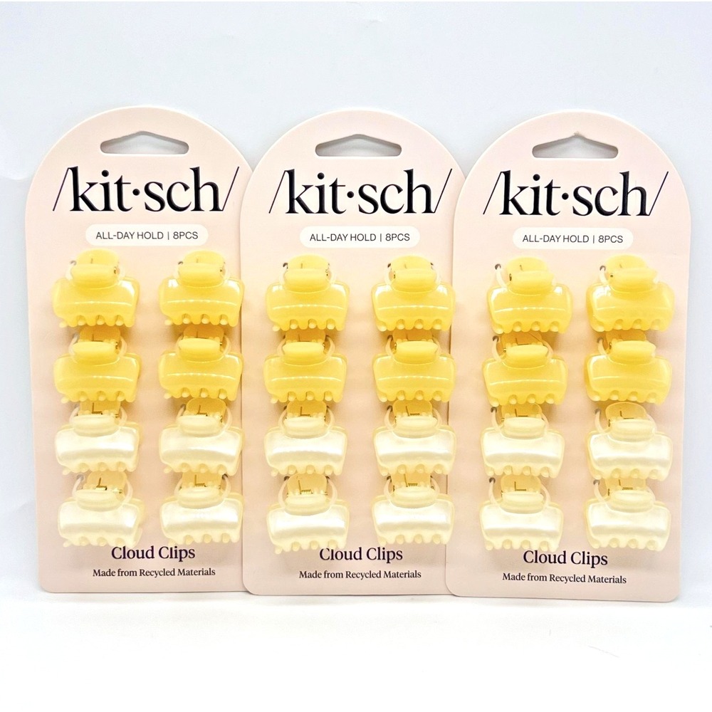 Kitsch Mini Cloud Hair Clips 8pc Set Pearlized Cream Yellow Jelly Lot Of 3